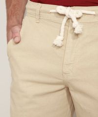 Bermuda-de-Sarja-Masculina-Reta-com-Linho-e-Cordao-Kaki-9974565-Kaki_6