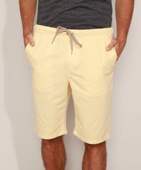 Bermuda-de-Sarja-Masculina-Slim-com-Bolsos-e-Cordoes-Amarela-9970097-Amarelo_1