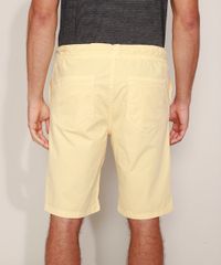 Bermuda-de-Sarja-Masculina-Slim-com-Bolsos-e-Cordoes-Amarela-9970097-Amarelo_2