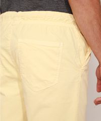Bermuda-de-Sarja-Masculina-Slim-com-Bolsos-e-Cordoes-Amarela-9970097-Amarelo_4