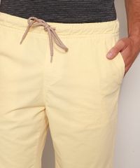 Bermuda-de-Sarja-Masculina-Slim-com-Bolsos-e-Cordoes-Amarela-9970097-Amarelo_5