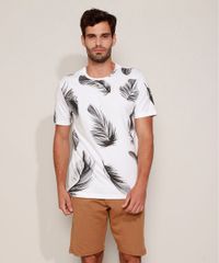 Camiseta-Masculina-Estampado-de-Penas-Manga-Curta-Gola-Careca-Branca-9974491-Branco_3
