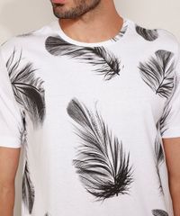 Camiseta-Masculina-Estampado-de-Penas-Manga-Curta-Gola-Careca-Branca-9974491-Branco_6