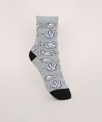 Meia-Feminina-Cano-Alto-Estampada-Mickey-Cinza-Mescla-9974951-Cinza_Mescla_1
