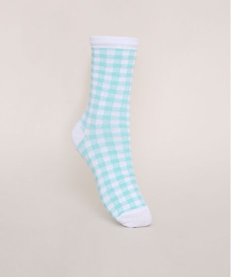 Meia-Feminina-Cana-Alto-Estampada-Xadrez-Vichy-Verde-9971349-Verde_1