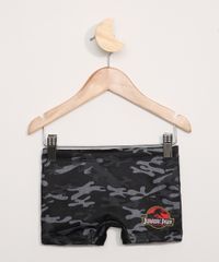Sunga-Infantil-Boxer-Jurassic-Park-Estampado-Camuflado-com-Protecao-UV50--Preta-9966213-Preto_1