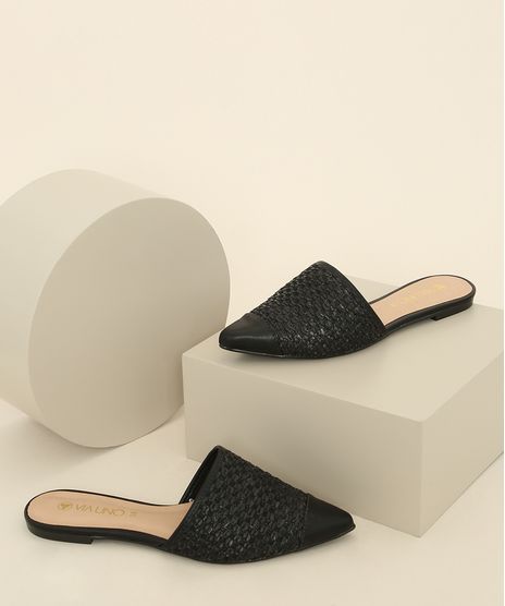 Mule-Feminino-Via-Uno-Texturizado-Bico-Fino-Preto-9980126-Preto_1