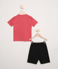 Conjunto-Infantil-de-Camiseta-Manga-Curta-Coral---Bermuda-de-Moletom-Preto-9968197-Preto_2