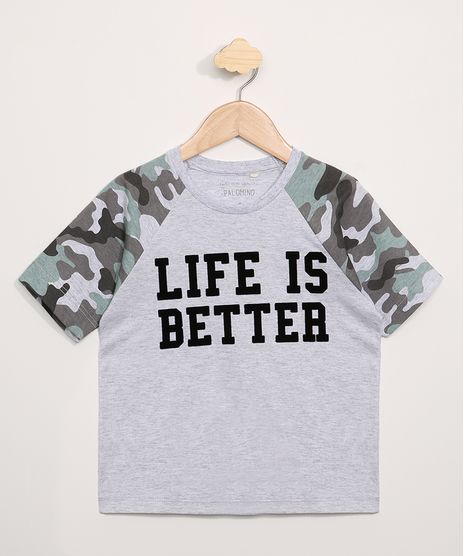Camiseta-Infantil--Life-is-Better--Raglan-Manga-Curta-Cinza-Mescla-Claro-9970799-Cinza_Mescla_Claro_1