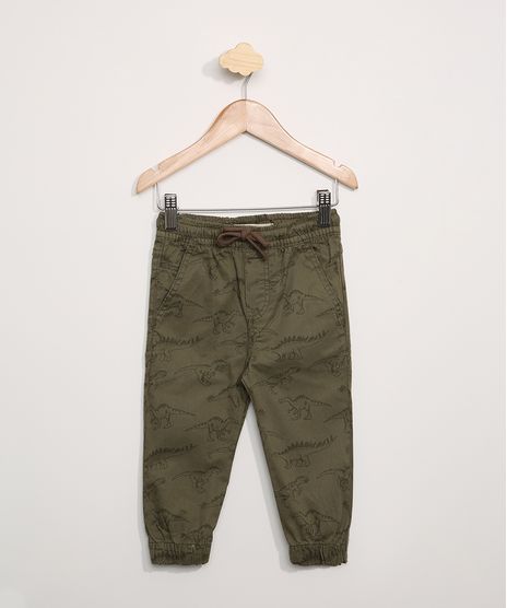 Calca-de-Sarja-Infantil-Jogger-Estampada-de-Dinossauros-com-Bolsos-Verde-Militar-9971552-Verde_Militar_1