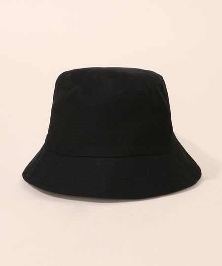 Chapéu Bucket Hat Preto de Sarja