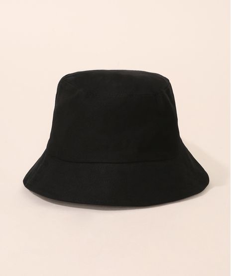 Chapéu Bucket Hat Preto de Sarja