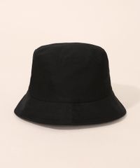 Chapéu Bucket Hat Preto de Sarja Lateral