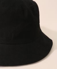 Chapéu Bucket Hat Preto de Sarja Detalhes