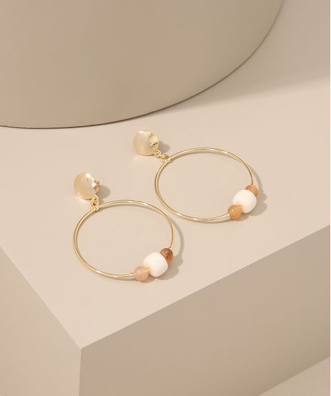 Brinco-Feminino-de-Argola-com-Pingentes-de-Micangas-Dourado-9976701-Dourado_1