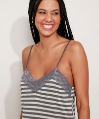 Camisola-Feminina-Listrada-com-Renda-e-Fenda-Alca-Fina-Cinza-Mescla-Escuro-9968698-Cinza_Mescla_Escuro_4