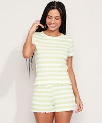 Pijama-Feminino-Listrado-Manga-Curta-Verde-9973675-Verde_1