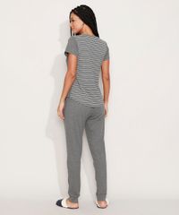 Pijama-Feminino-com-Listras-e-Bolsos-Manga-Curta-Cinza-Mescla-Escuro-9973676-Cinza_Mescla_Escuro_2