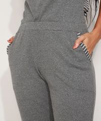 Pijama-Feminino-com-Listras-e-Bolsos-Manga-Curta-Cinza-Mescla-Escuro-9973676-Cinza_Mescla_Escuro_4