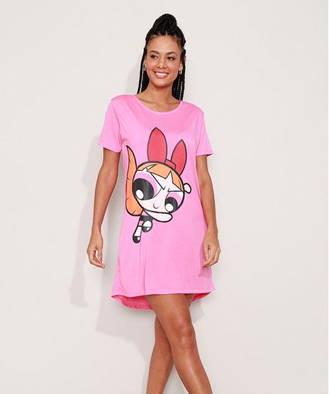 Camisola-Feminina-Florzinha-As-Meninas-Superpoderosas-Manga-Curta-Rosa-9972293-Rosa_1