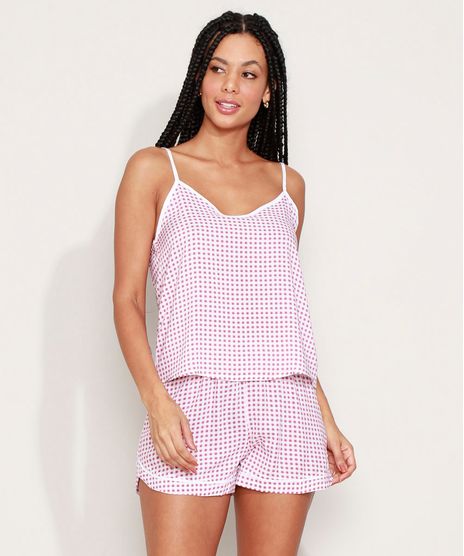Short-Doll-Feminino-Estampado-Xadrez-Vichy-com-Vivo-Contrastante-Rosa-Escuro-9970138-Rosa_Escuro_1
