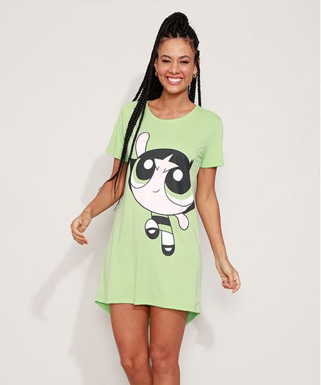 Camisola-Feminina-Docinho-As-Meninas-Superpoderosas-Manga-Curta-Verde-9972294-Verde_1