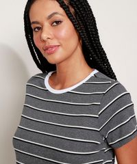 Pijama-Feminino-Canelado-Listrado-com-Bolsos-Manga-Curta-Cinza-Mescla-Escuro-9973673-Cinza_Mescla_Escuro_5