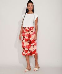 Saia-Feminina-Midi-Estampada-de-Folhagem-com-No-Vermelha-9947881-Vermelho_3