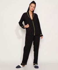 Pijama-Feminino-Camisa-Estampado-Mini-Print-com-Vivo-Contrastante-Manga-Longa-Preto-2-9966953-Preto_2_1