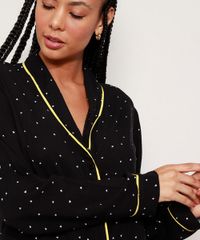 Pijama-Feminino-Camisa-Estampado-Mini-Print-com-Vivo-Contrastante-Manga-Longa-Preto-2-9966953-Preto_2_4