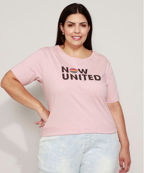 Camiseta-Feminina-Plus-Size-Now-United-Manga-Curta-Decote-Redondo-Rose-9971411-Rose_1