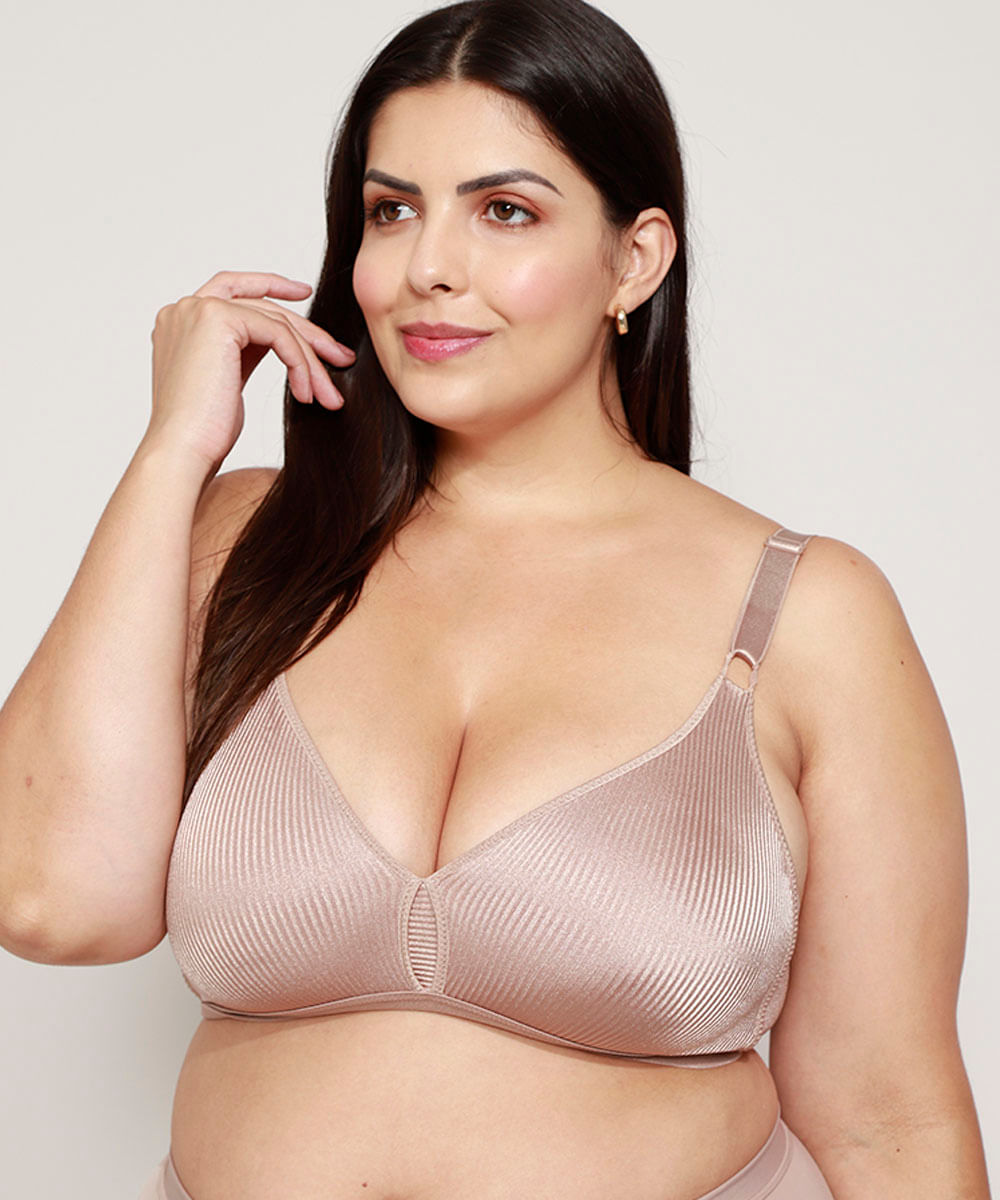 sutiã triângulo demillus canelado plus size bege
