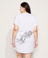 Camisola-Feminina-Plus-Size-Tom-e-Jerry-Manga-Curta-Cinza-Mescla-9972297-Cinza_Mescla_2