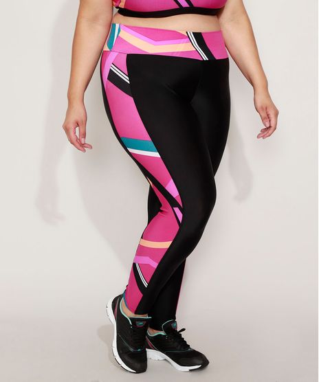 Calca-Legging-Feminina-Plus-Size-Esportiva-Ace-Cintura-Alta-com-Recorte-Estampado-Geometrico-Preta-9972345-Preto_1