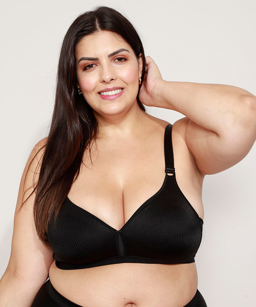 sutiã triângulo demillus canelado plus size preto