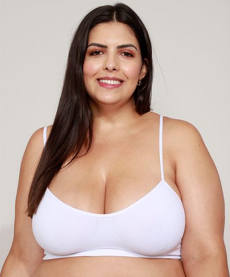 Sutiã Feminino Plus Size DeMillus Top Sem Costura Branco - Único Menor preço em Sutiã Feminino Plus Size DeMillus Top Sem Costura Branco - Único