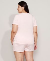 Pijama-Feminino-Plus-Size--Sono--com-Estampa-Xadrez-Vichy-Manga-Curta-Rosa-Claro-9968692-Rosa_Claro_2