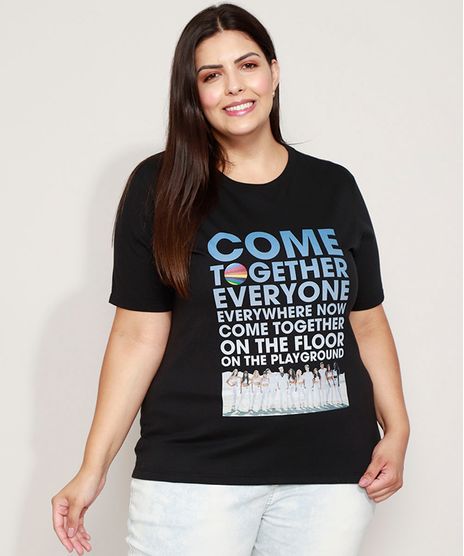 Camiseta-Feminina-Plus-Size-Now-United--Come-Together--Manga-Curta-Decote-Redondo-Preta-9971366-Preto_1