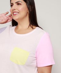 Pijama-Feminino-Plus-Size-com-Bolso-Manga-Curta-Colorida-Rosa-Claro-9971457-Rosa_Claro_5