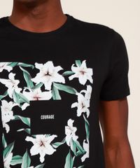 Camiseta-Masculina-Slim--Courage--Floral-Manga-Curta-Gola-Careca-Preta-9965753-Preto_2
