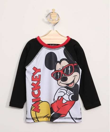 Camiseta-de-Praia-Infantil-Mickey-Raglan-Manga-Longa-com-Protecao-UV50--Preta-9966190-Preto_1