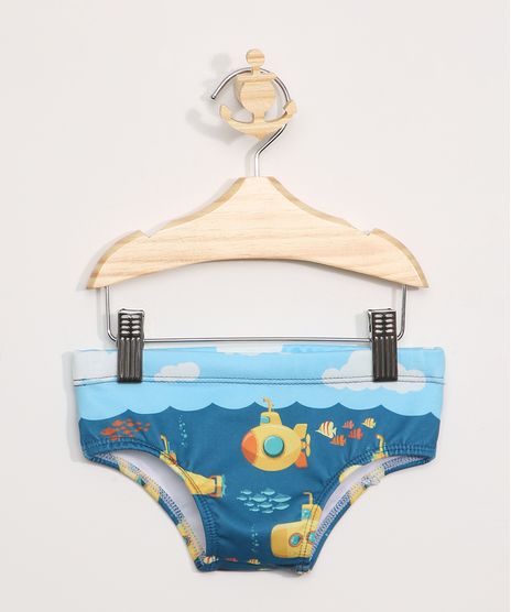 Sunga-Infantil-Tradicional-Estampada-Submarino-com-Protecao-UV50---Azul-9973904-Azul_1