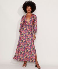 Vestido-Feminino-Mindset-Longo-Estampado-com-Lastex-e-Fenda-Manga-Bufante-Multicor-9982069-Multicor_1