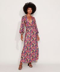Vestido-Feminino-Mindset-Longo-Estampado-com-Lastex-e-Fenda-Manga-Bufante-Multicor-9982069-Multicor_3