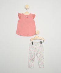 Conjunto-Infantil-de-Blusa-Ampla-com-Renda-Manga-Curta-Decote-Redondo---Calca-Legging-Estampada-Flamingos-Branca-9972160-Branco_2