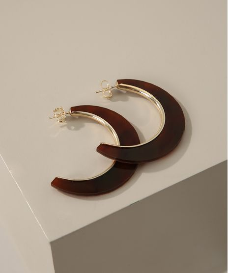 Brinco-Feminino-Argola-em-Acrilico-Marrom-9975280-Marrom_1