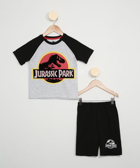 Pijama-Infantil-Jurassic-Park-Manga-Curta-Cinza-Mescla-9966395-Cinza_Mescla_1