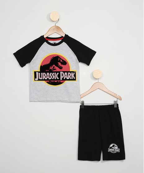 Pijama-Infantil-Jurassic-Park-Manga-Curta-Cinza-Mescla-9966395-Cinza_Mescla_1