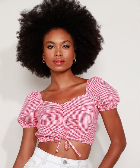 Blusa-feminina-Cropped-Estampada-Xadrez-Vichy-Manga-Bufante-Decote-Princesa-Vermelha-9967941-Vermelho_1