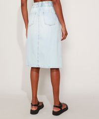 Saia-Jeans-Feminina-Midi-Clochard-com-Fenda-Azul-Claro-9972418-Azul_Claro_2